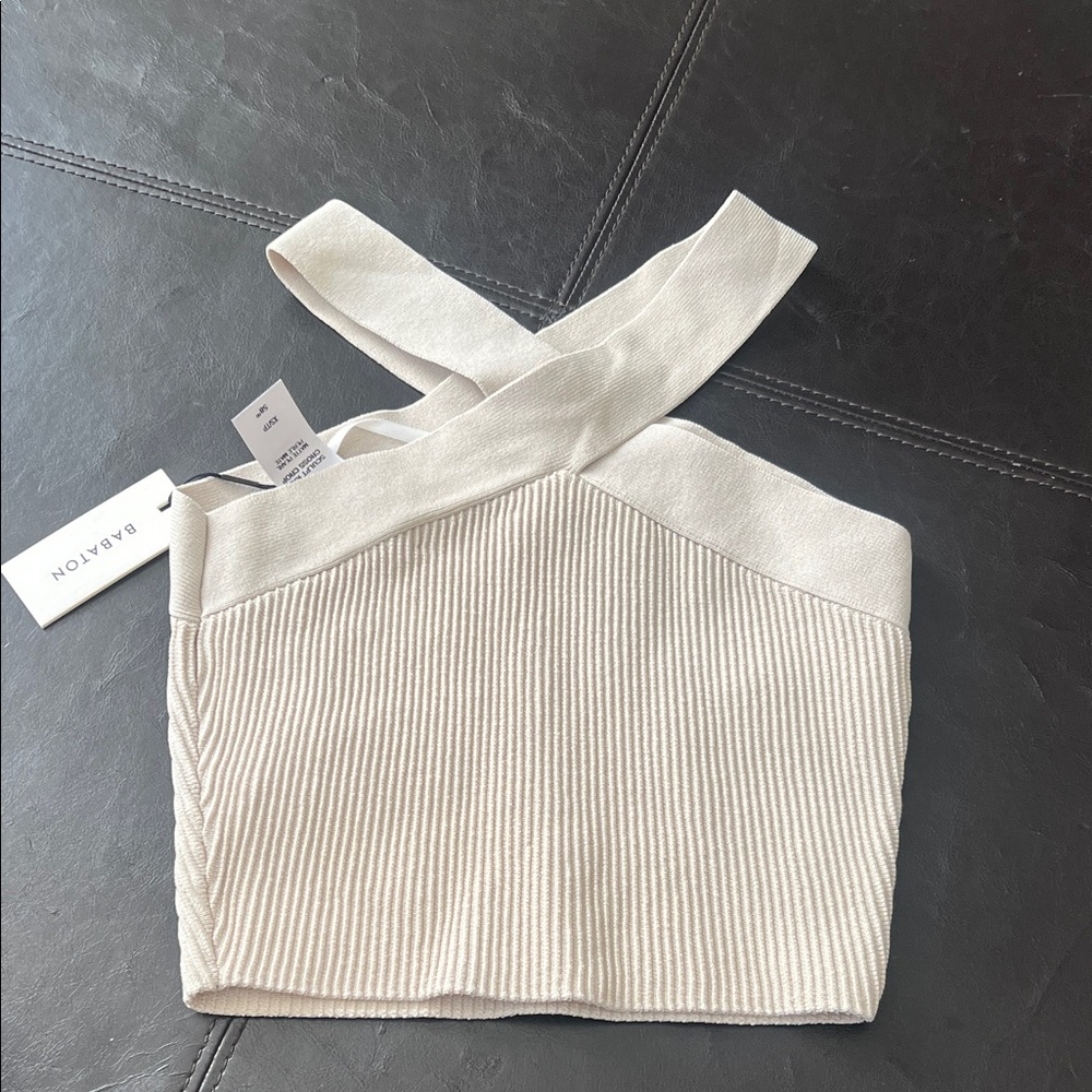 Babaton Cream Cross-Strap Crop Top - Picture 2 of 2